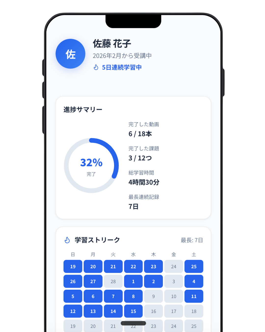 進捗確認画面